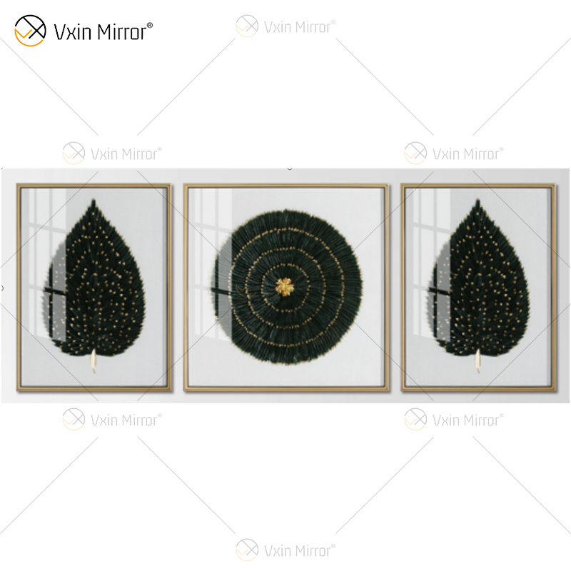 New Arrival Vxin WXPA-007 Modern Motivational Mirror Wall Art Metal Feather Hanging Picture for Living Room Set for Sale