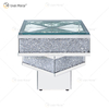 Vxin WXF-158-1 3D Crushed Diamond End Table Silver Mirror Tempered Glass Side Table