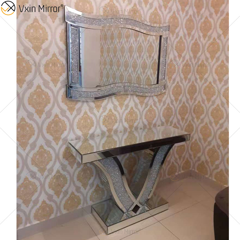 Vxin Mirror Furniture Modern Crushed Diamond Mirror Console Table Table Furniture