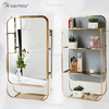 Vxin Factory Supply Silver Wall Decor Silver Metal Rack Storage Rack Mirror Rectangle Wall Shelf