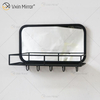 Vxin Factory Supply Silver Wall Decor Silver Metal Rack Storage Rack Mirror Rectangle Wall Shelf