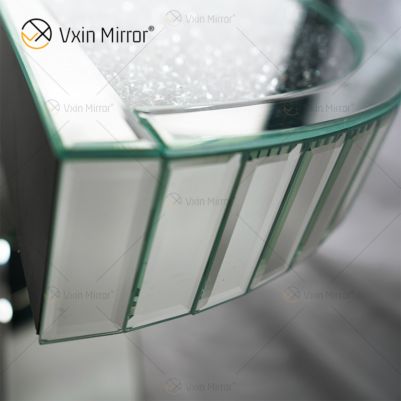 Elegant French Style Crushed Diamond Mirror Console Table