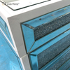 WXF-276 Modern White Glass Modern Minimalist Dressing Table with Diamond with 11 Rebound Drawers with Transparent Glass on Top