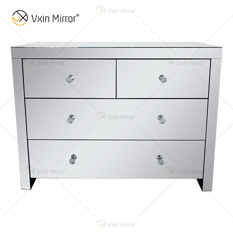 Factory Supply WXF-804 Silver Home Decor Mirored Cupboard Cabinet With Muti Drawers