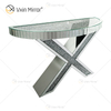 OEM Factory Supply WXWF-517 Mirrored X Shape Crushed Diamond Mirror Console Table