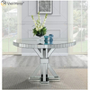 2020 New Design WXF-160 Crushed Diamond Round Silver Dining Table with Toughened Glass Table Top