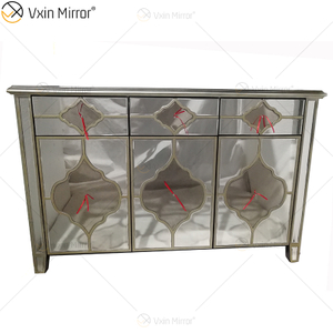 Top Design Sideboard WXF-676 Luxury Anti Gold Mirored Cupboard Cabinet With Muti Drawers