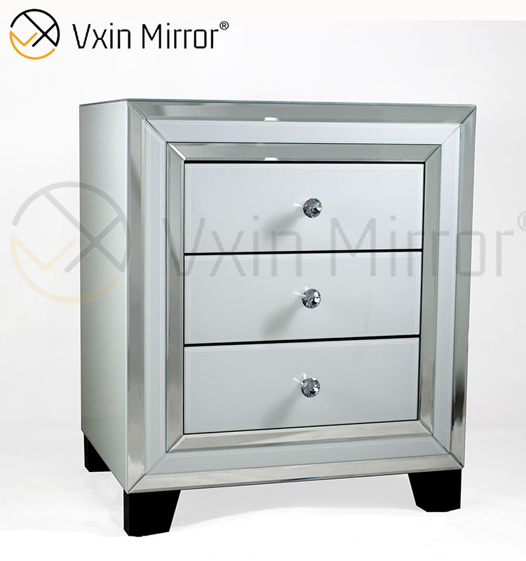 Modern Bedroom Furniture Mirored Bedside Table Sofa Corner with Drawers Customized WXF-787