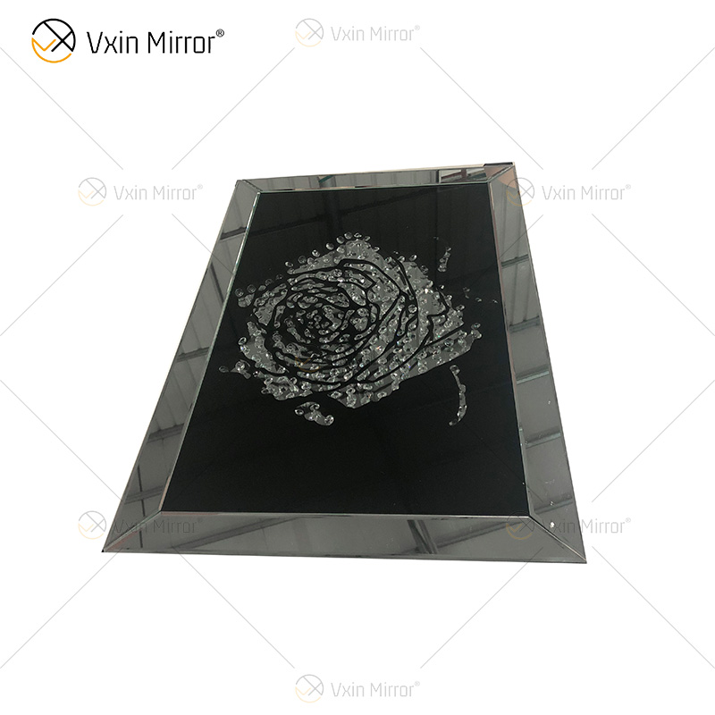 Home Decor Glass Frame Silver Rose Wall Art Crystal Porcelain Painting 