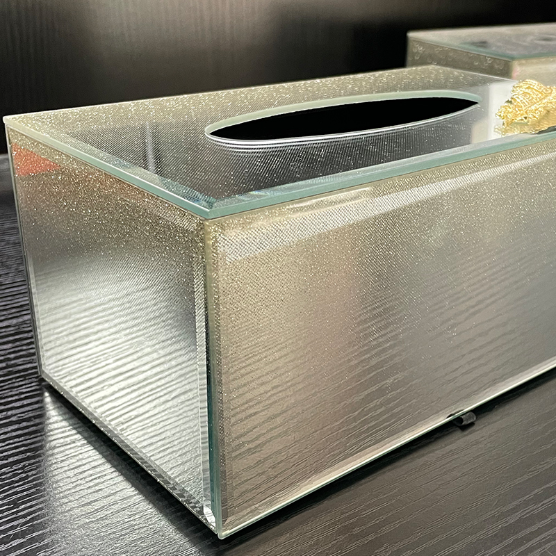 Glitter Mirror Glass Tissue Box