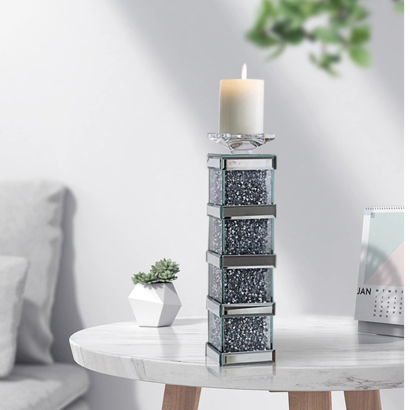 Silver Mirror Candle Holder