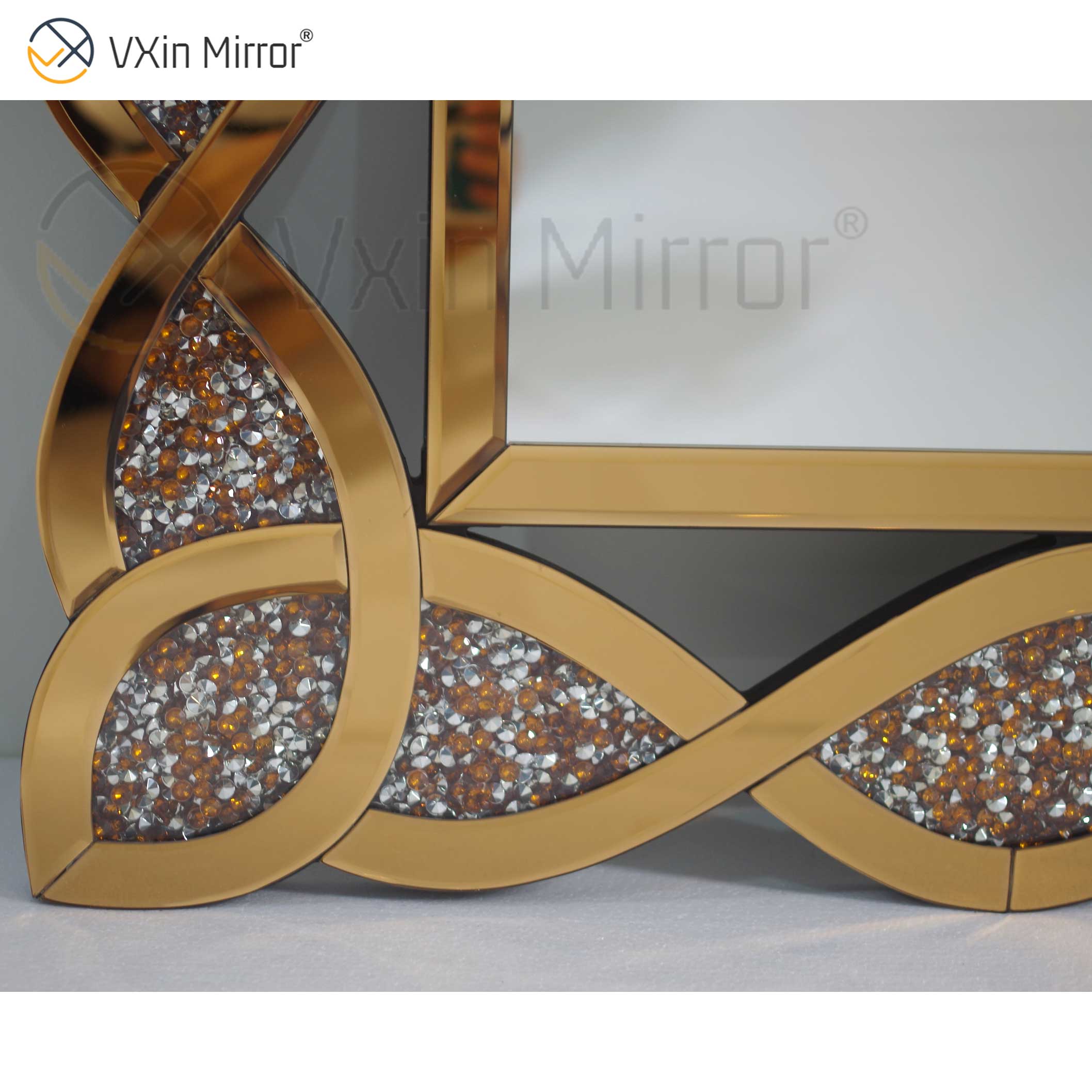 Home Mirrored Furniture Rectangle Console Mirror Crushed Diamond Wall Mirror