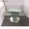 2020 New Design WXF-100 Crushed Diamond Round Silver Dining Table with Toughened Glass Table Top