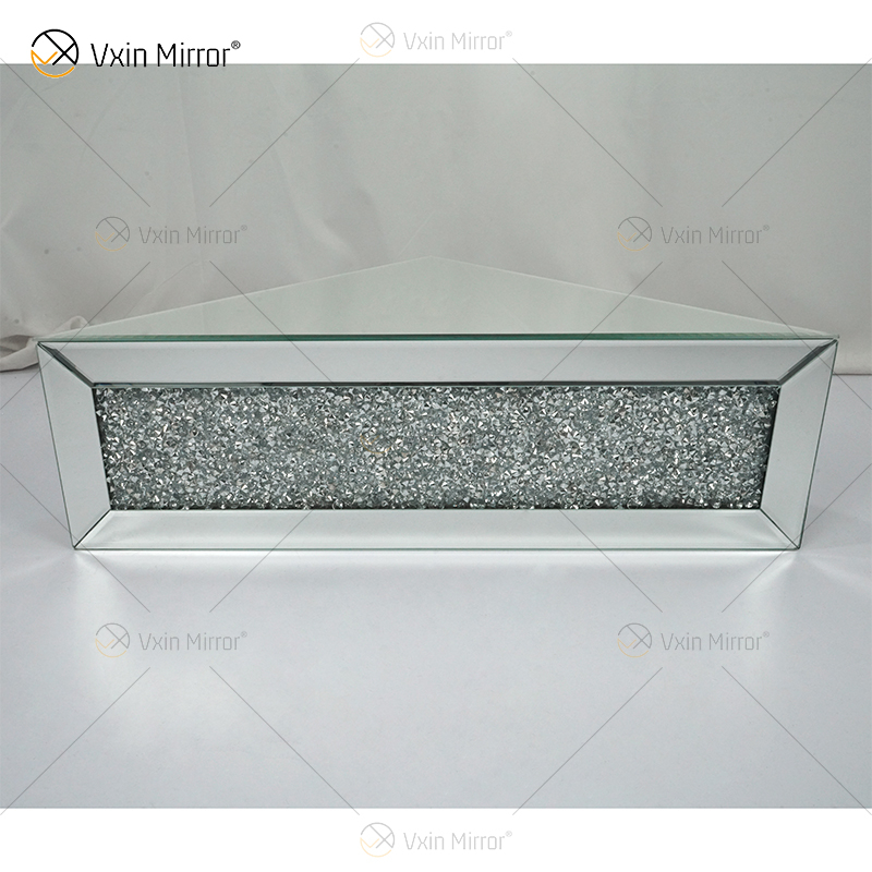 Vxin Factory Supply WXF-152 Silver Wall Decor Silver Crushed Diamond Mirror Wall Shelf