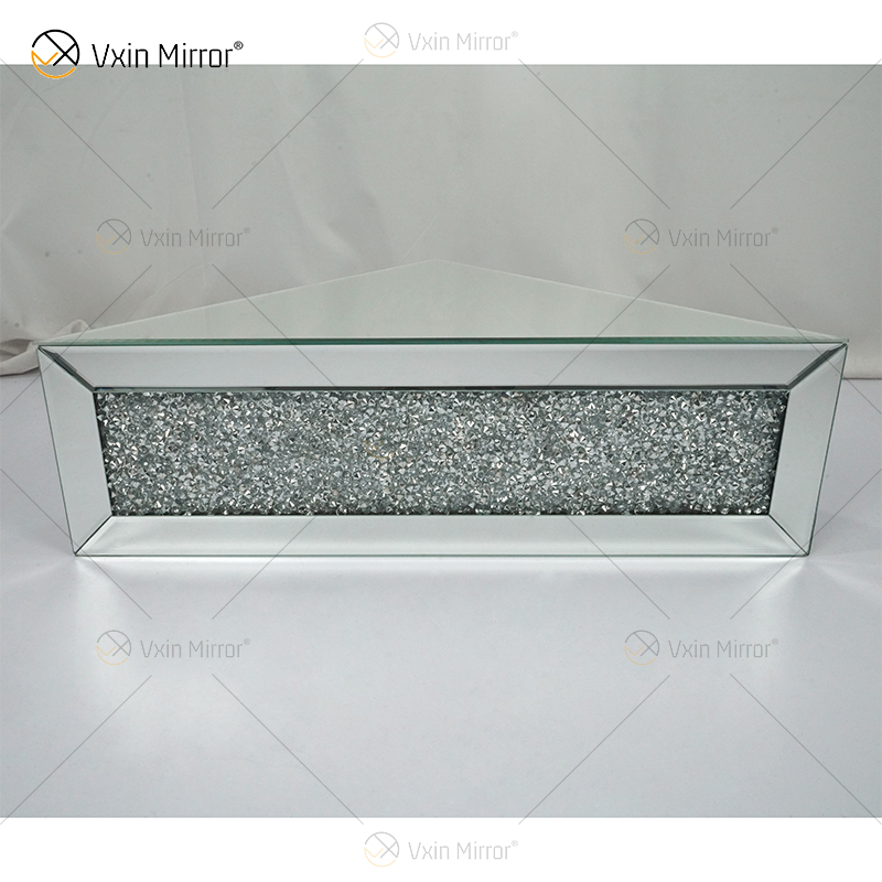 Vxin Factory Supply WXF-152 Silver Wall Decor Silver Crushed Diamond Mirror Wall Shelf