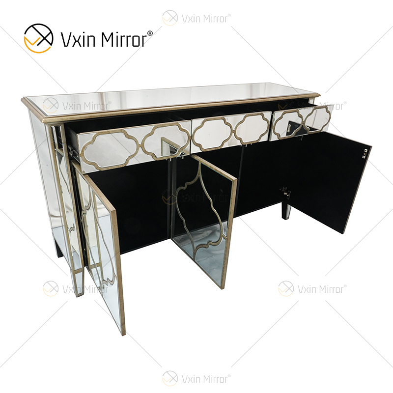 Unique Sideboard WXF-667 Luxury Mirored Cupboard Cabinet With 3 Drawers 3 Doors