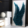 Modern Decorative Picture of Round Feather WXPP-69 3D Angel Feather Wings Decor Paintings on The Wall for Living Room Framed
