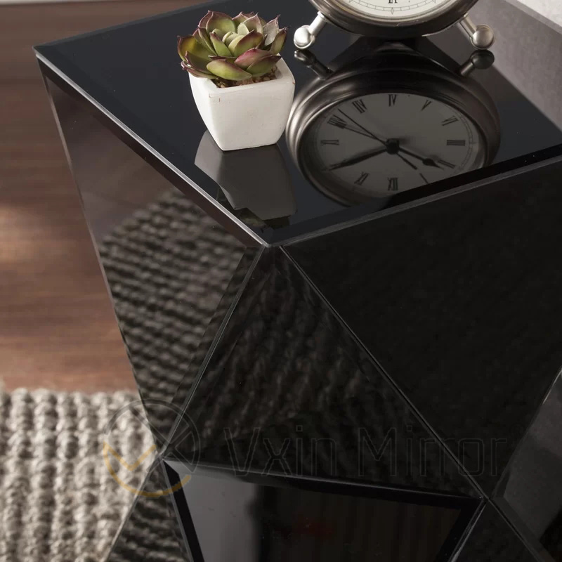 Modern Design Round Top Balck Mirrored BedSide Table Leib Block End Table Crystal Console Table for Sofas WXWF-953