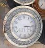 Luxury Elegant Modern Silver Crushed Diamond Mirror Wall Clock