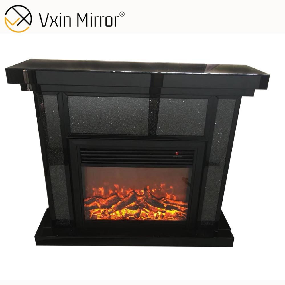Factory Price Living Room Hotel Crushed Diamond Mirror Fireplace