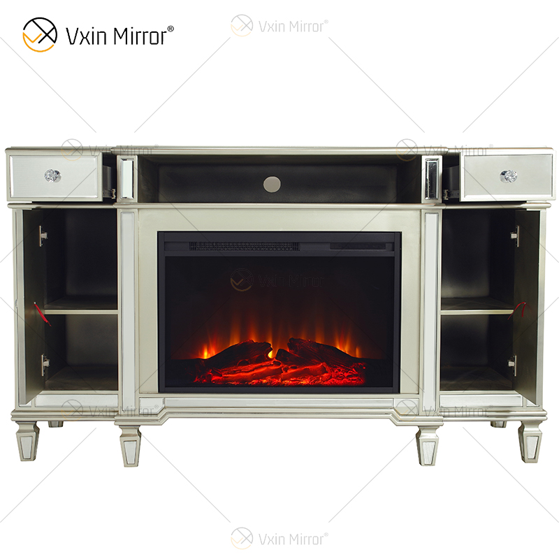 Kellington Mirrored Fireplace Media Console Electric Fireplace Mirrored Fireplace TV Stands Cabinet WXF-413
