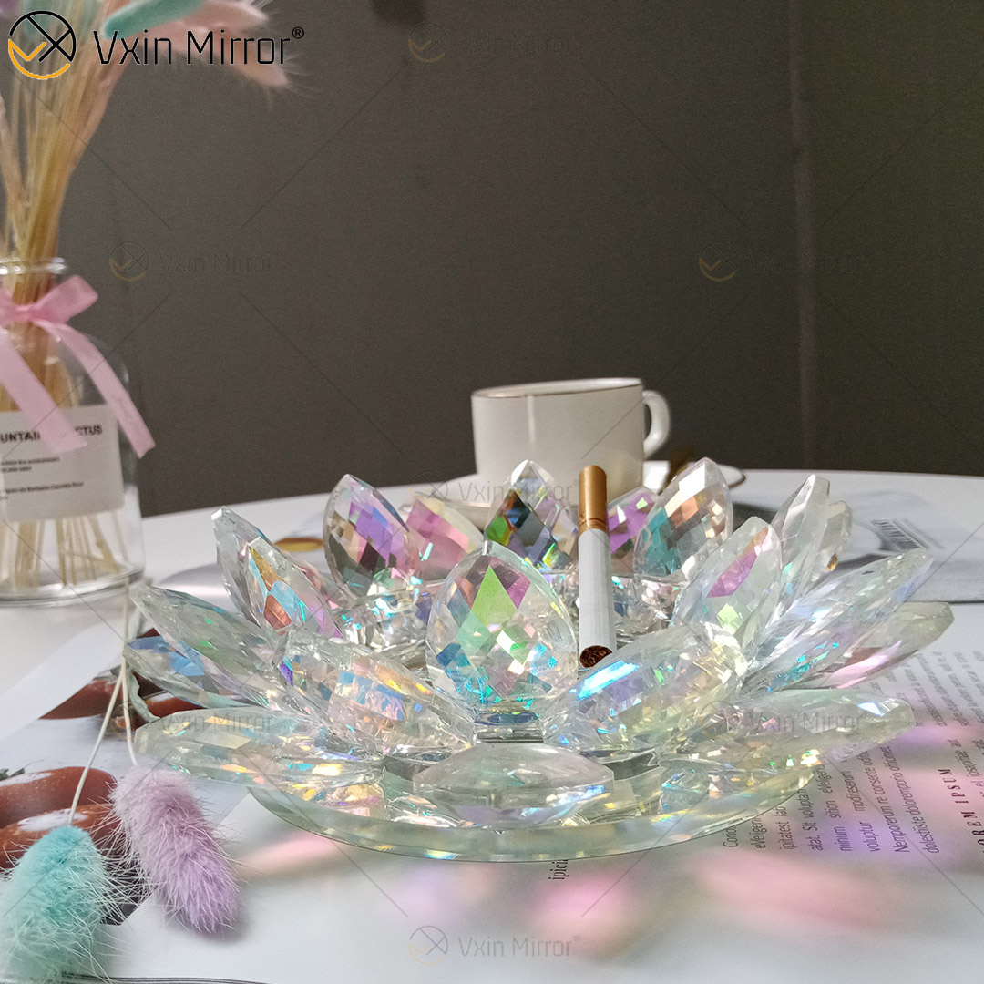 Cigarettes Cigars Lotus Crystal Hotel Design Glass Ashtray Hand Made for Coffe Tables
