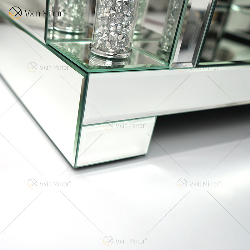 Mirrored Furniture Living Room Modern European WXF-162 Latest Design Glass Tv Stands with Diamond