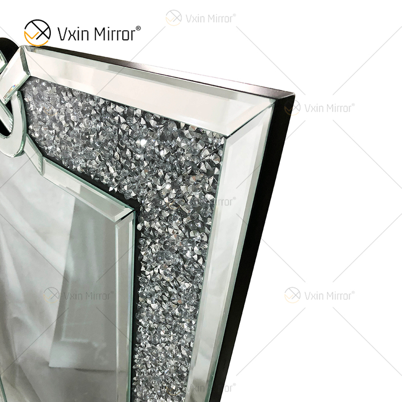 Rectangle VXin WXM-1760 Wall Decor Silver Crushed Diamond Wall Hanging Mirror