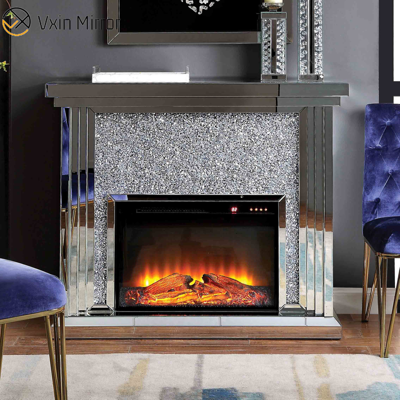 Home Decor Crushed Diamond Modern Mirror Fireplace