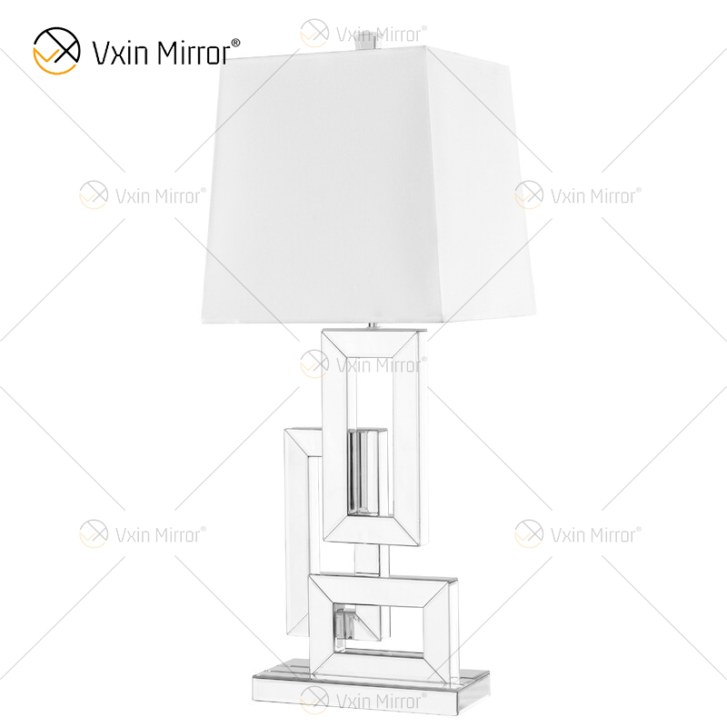 Factory Supply WXTL-001 Modern Silver 3D Table Mirror Lamp with Lampshade For Bedroom