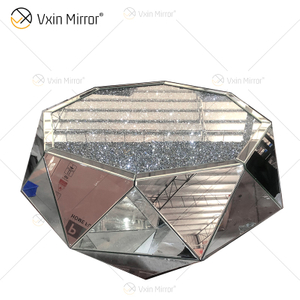 Homemade WXF-1037 A Triangle Silver Glass Diamond Modern Coffee Table Mirrored End Table