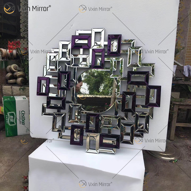 Square Mirrored Wall Decorative Mirror with Beveled Edge Modern Fashionable Wall-Mounted Mirrors WXM-1590