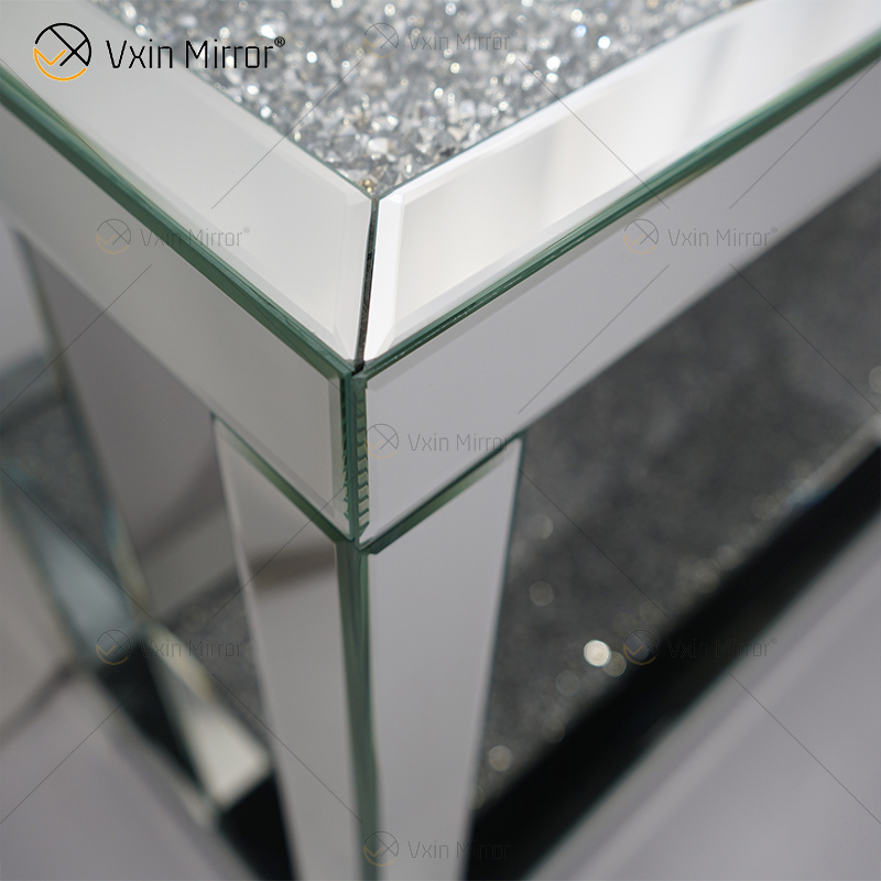Vxin Mirrored Furniture WXF-117-2 Modern Elegant Crued Mirror Side Table