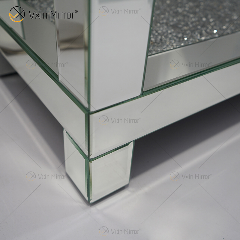 Vxin Mirrored Furniture WXF-117-2 Modern Elegant Crued Mirror Side Table
