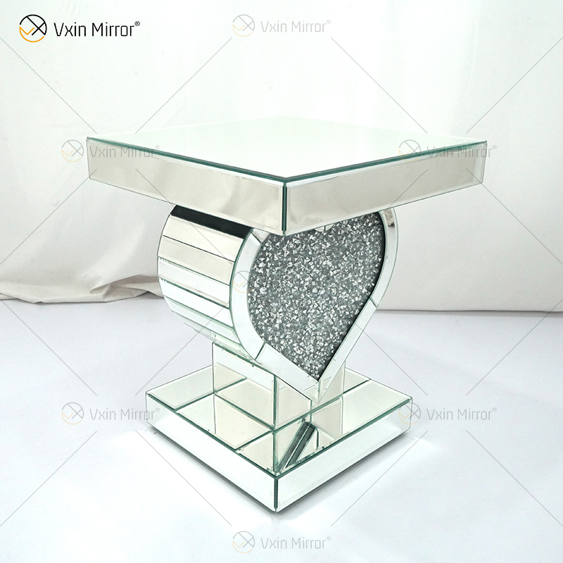Heart Decor End Table WXF-508-1 Silver Crushed Diamond Mirrored Bedside Tabel Home Furniture