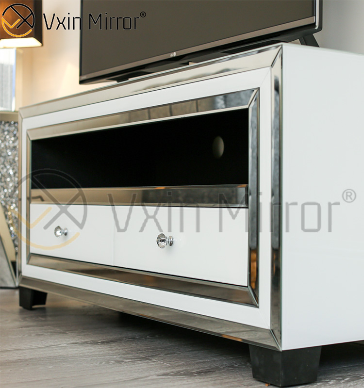 Vxin Mirror WXWF-790 Furniture Modern White Silver Glass TV Cabinet Stands