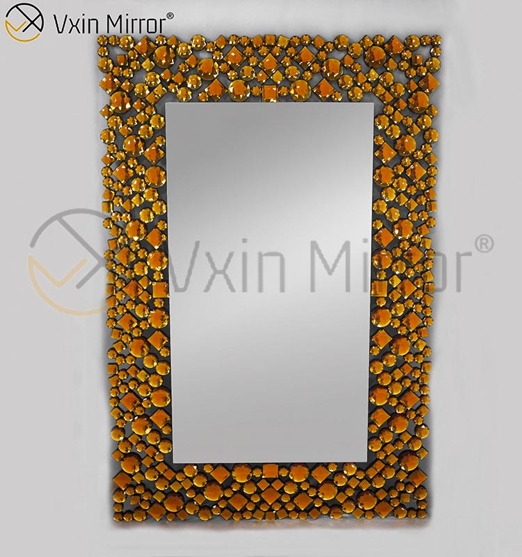 Cheap WXM-1051 Top Quality Brown Wall Mirror Decoration Crystal Wall Mirror