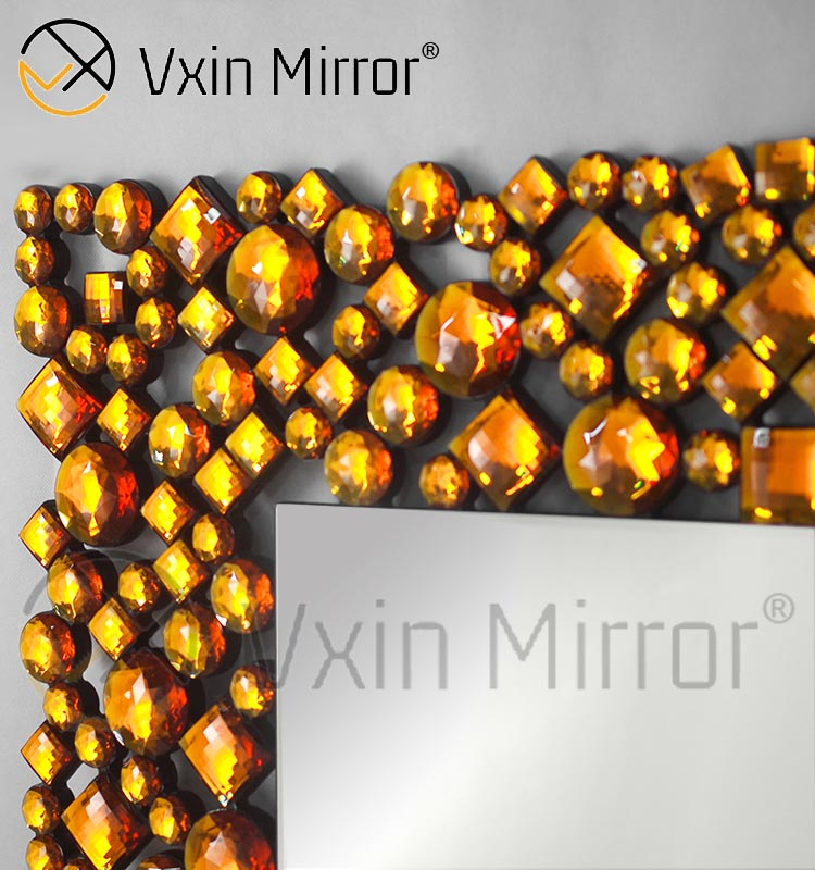 Cheap WXM-1051 Top Quality Brown Wall Mirror Decoration Crystal Wall Mirror