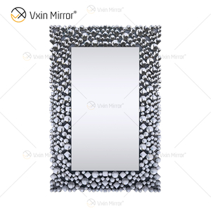 Top Quality Silver Brown 2 Colors Wall Decor WXM-1051 Silver Large Crystal Wall Mirror