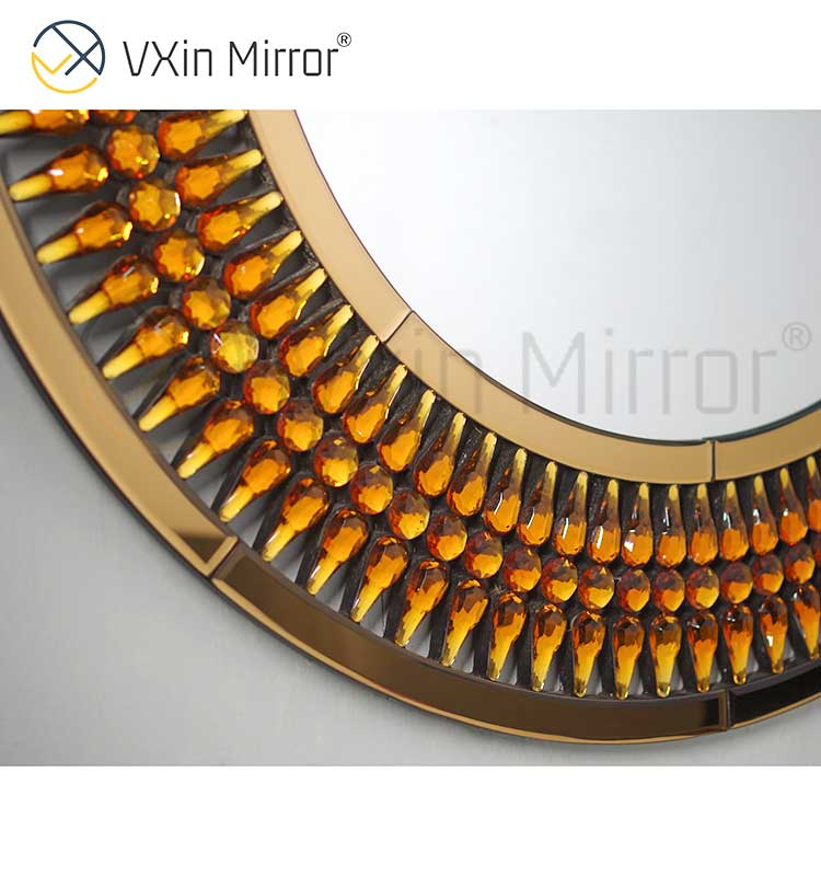 Factory Supply Vxin Luxury Crystal Glass Brown Console Table With Mirror