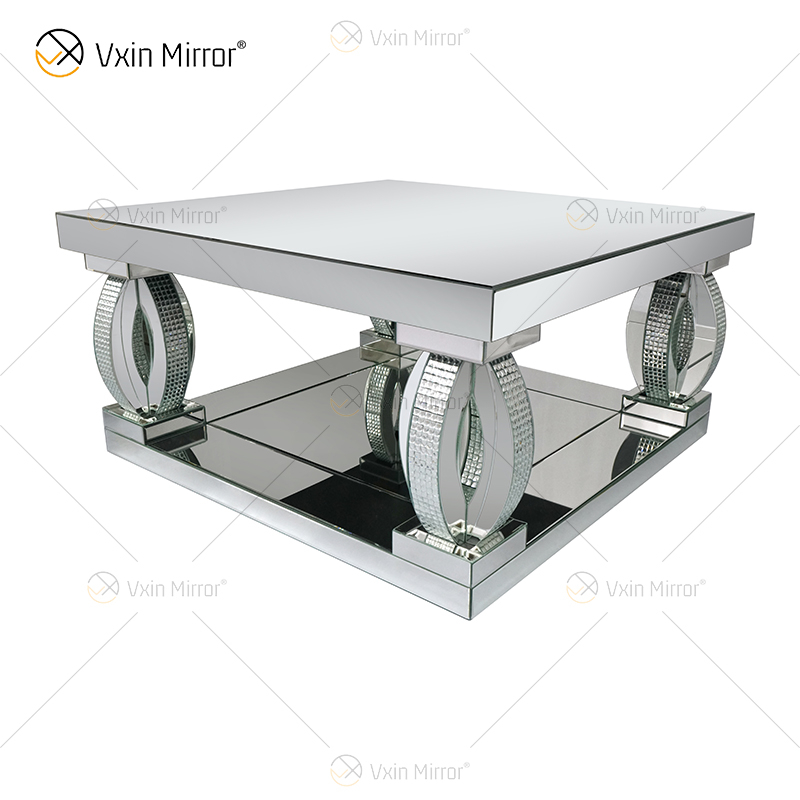 Customized Side Table WXF-1104 Crystal Homemade Silver Mirrored Coffee Table