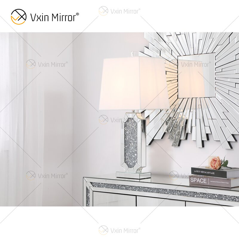 Vxin Supply WXTL-004 Modern Silver Crushed Crystal Table Mirror Lamp For Bedroom