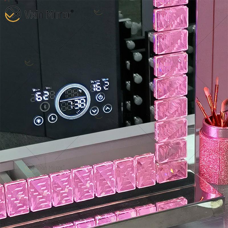 Vanity Hollywood LED with Bluetooth WXDL-1208 Crystal Table Top Oval Decorativestyle Makeup Mirror with Led Light Bedroom Sets