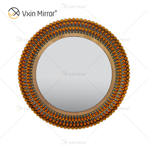 Venetian Decor WXM-1112 Wall Mount Pagoda-Shaped Brown Glass Wall Hanging Mirror