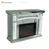 New Design WXMF026-1 LED Silver Crystal Glass Living Room Mirror Fireplace with Insert Indoor