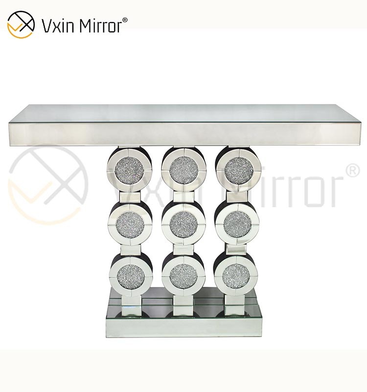 Vxin Mirror WXF-008 Good Supplier Factory Modern Luxury Curved Glass Wood Carved Bone Inlay Console Table