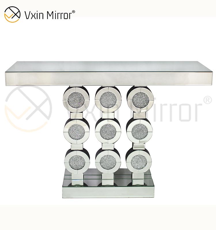 Vxin Mirror WXF-008 Good Supplier Factory Modern Luxury Curved Glass Wood Carved Bone Inlay Console Table