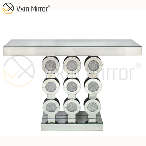 Vxin Mirror WXF-008 Good Supplier Factory Modern Luxury Curved Glass Wood Carved Bone Inlay Console Table