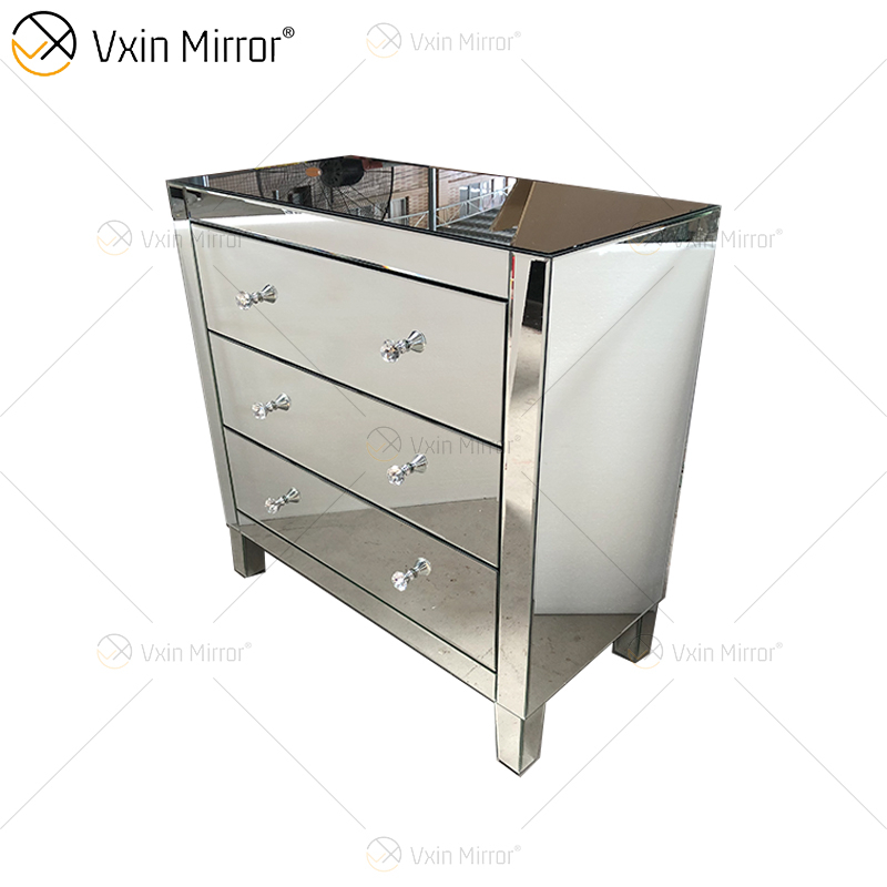 Classical Style WXF-844 Silver Modern Muti Drawers Mirored Cupboard Cabinet Customize Size