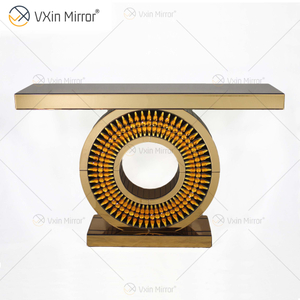 1000 Pcs WXF-039 Golden Brown Luxury Console Table with Mirror Mirror Console Table